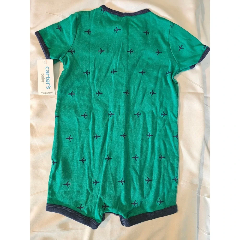 CARTERS - BABY BOY PLANE SNAP-UP ROMPER, GREEN 24 months